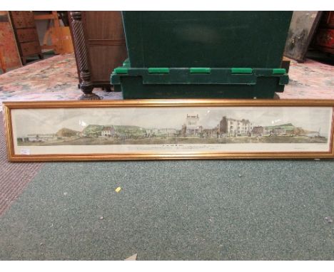 After Cornish/Havell, reproduction colour print of the 'Sidmouth Long Picture',  (19cm x 103cm), published 1986, in a gilt fr