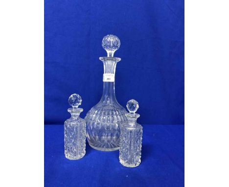 LOT OF CRYSTAL AND GLASS WARE including two perfume bottles, decanter, four bowls, pot pourri etc