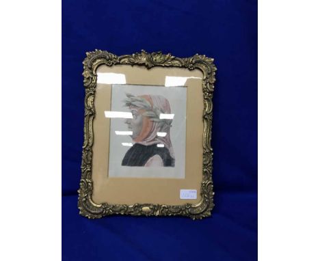19TH CENTURY HAMMERED BRASS  MIRRORalong with a framed print depicting a classical thinker (2)