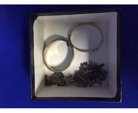VICTORIAN STYLE SILVER BANGLEalong with a gold plated bangle, a cameo brooch and various other jewellery