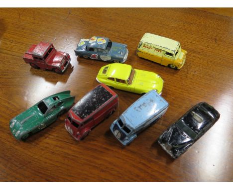 Eight vintage Dinky and Corgi Diecast vehicles - all playworn, including a Dinky Bristol 450 no 163 