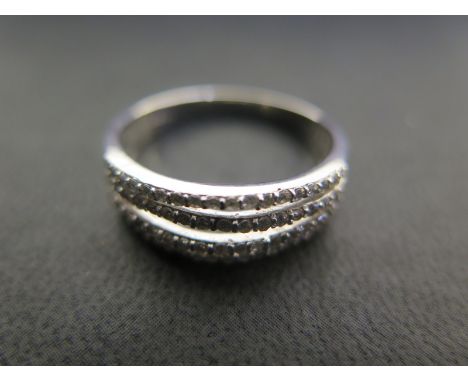 A 9ct white gold and diamond ring - approx diamond weight 0.5ct - ring size R - approx weight 3.2 grams - light usage wear, i