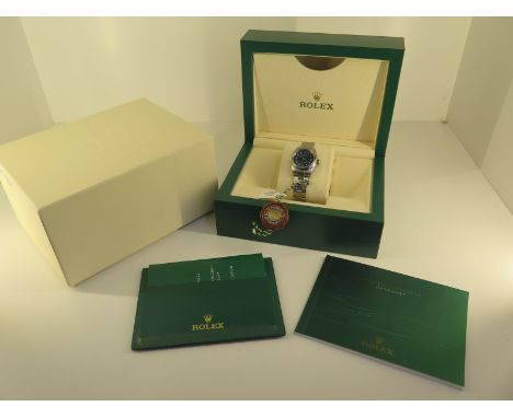 A Rolex Oyster Perpetual stainless steel ladies wristwatch superlative chronometer with blue dial - Width 28mm including butt