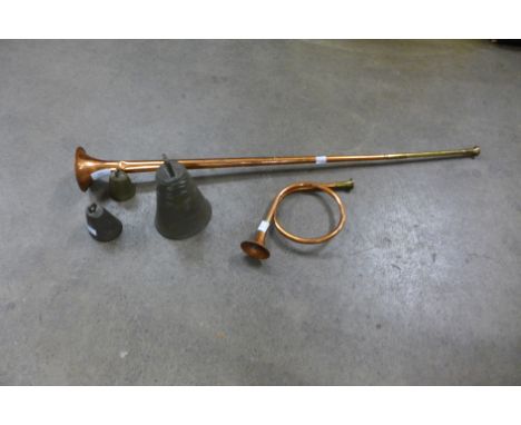 Three bells and two hunting horns