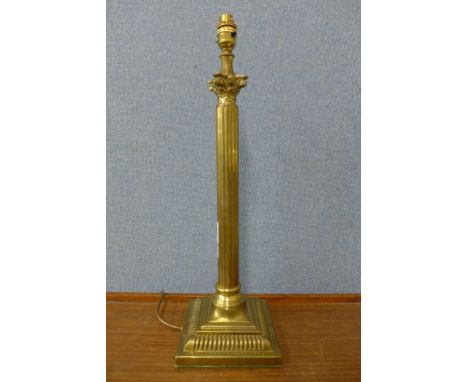 A brass Corinthian column table lamp