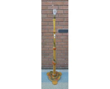 A painted beech standard lamp