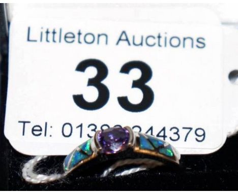 Silver and stone set ring