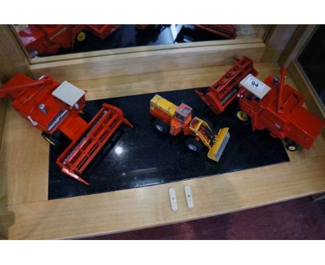 2 Britain's Massy Fergusson combine harvesters and a Dinky tractor shovel