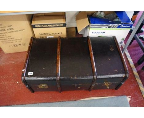 Old canvas and wood banded trunk