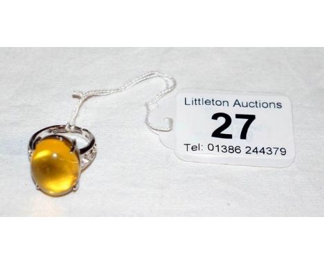 Burmese blue amber ring set in 925 silver
