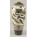 A CHINESE GLAZED POTTERY CARVED DRAGON VASE, 40cm high.