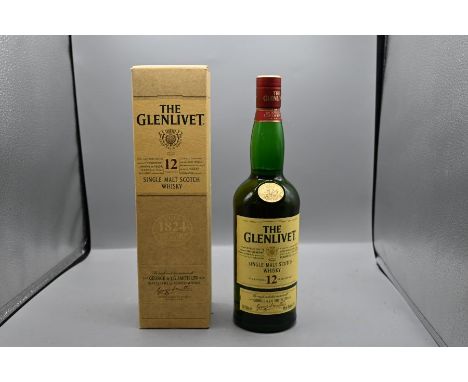 Bottle of Glenlivet 12 year Single malt scotch whiskey (boxed)