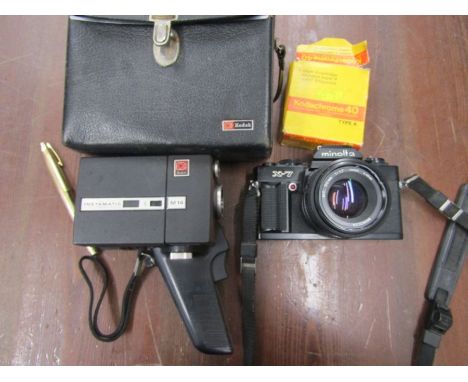 Minolta camera and a Kodak instamatic M14 in case