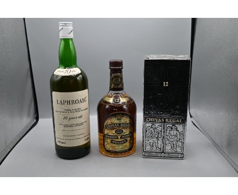 Two bottles of scotch whisky to include Laphroaig 10 year and Chivas Regal 12 year (boxed)