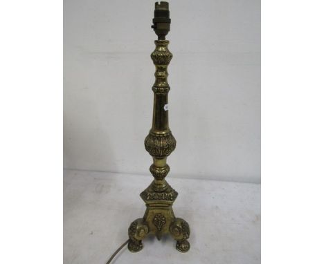An ornate brass lamp base 55cmH