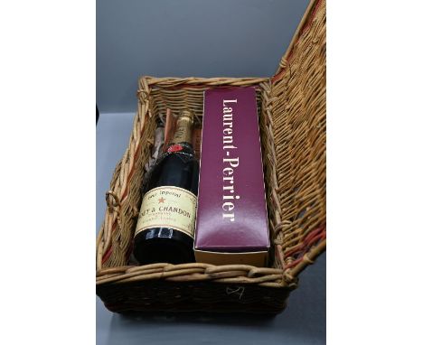 2 bottles to include1 bottle of Moet & Chandon Brut Imperial Champagne1 bottle of Laurent Perrier Champagne (in wicker hamper