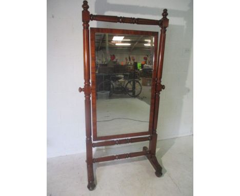 A large Victorian mahogany Cheval mirror. Height 190cm