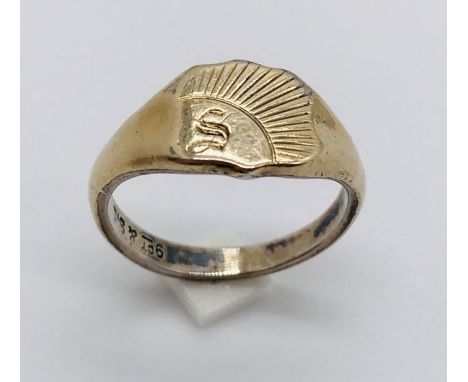 A 9ct gold and silver signet ring