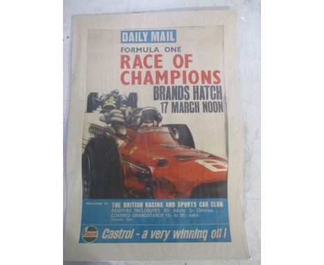 A vintage Daily Mail "Race of Champions" poster ( 1968) designed by Michael Turner,  held at Brands Hatch. Advertising Castro