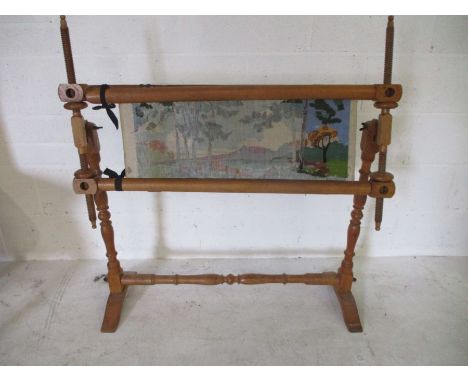 A Victorian style adjustable tapestry frame 