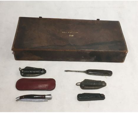  A collection of pocket knives and named case including a number of war era, one marked G Butler, one marked 1943, one marked