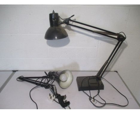 Two Anglepoise lamps, one is  made by the Anglepoise Lighting Ltd  is for attachment to desk. Plus one other. 