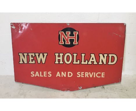 A vintage New Holland tractor metal advertising sign H61cm W91cm