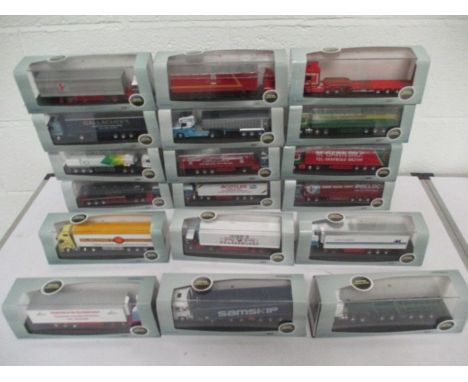 A collection of eighteen cased Oxford die-cast models of container lorries and tankers including Royal Mail, Pollock Ltd x3, 