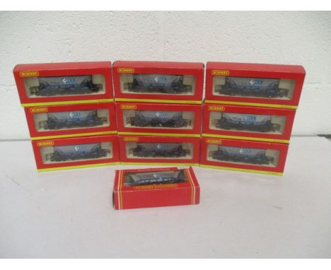 A collection of ten boxed Hornby OO gauge ECC Hopper Wagons.