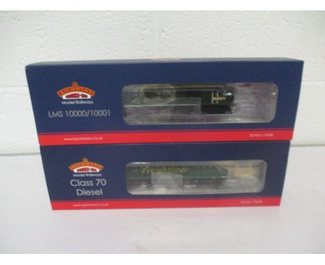 Two boxed Bachmann OO gauge locomotives including a Class 70 Diesel "Freightliner" (70006) and a LMS 10000/100001 BR Green Li