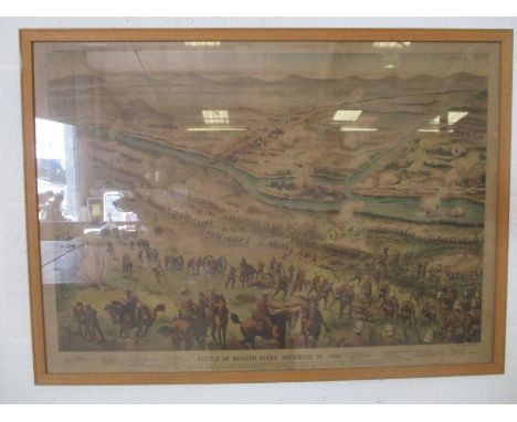 A framed print "Battle of Modder River, November 28, 1899 by G W Bacon &amp; Co