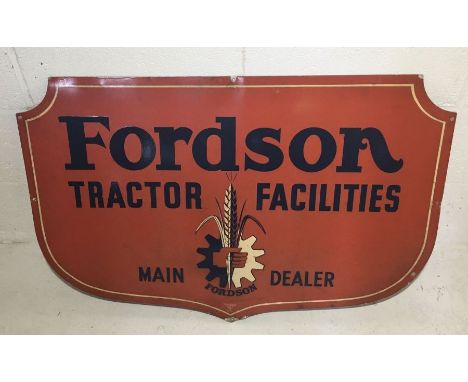 A vintage Fordson Tractor Facilities metal advertising sign H61cm W91cm