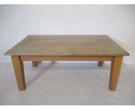 A light oak coffee table.