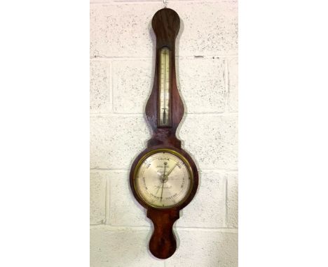 A mahogany cased barometer, 19th century, signed J Della Bella, Manchester, with thermometer and dial inscribed 28-31 scale, 