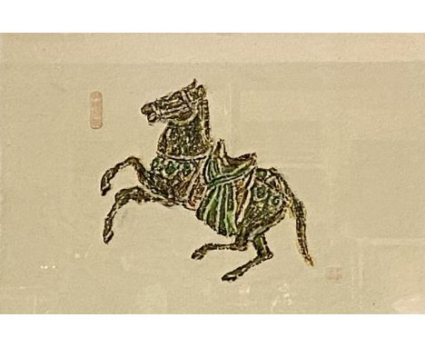 After Douglas MacLeod, Salle Morocco, original signed etching of camels; also two other etchings and three decorative picture
