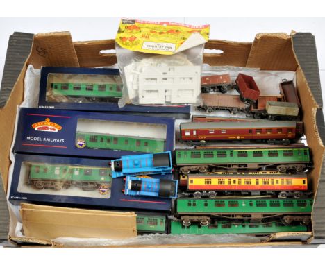 Bachmann, Tri-ang, Lima, Airfix, OO gauge group of rolling stock &amp; other items. To include Bachmann 39-028A BR Mk.1 Corri