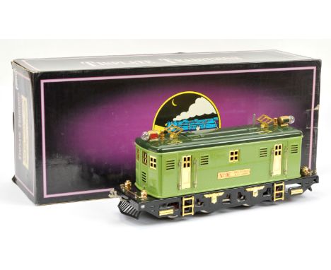 MTH (Mikes Train House) Standard Gauge Ref: 10-1066-0 2-tone Green Overhead electric style 0-4-0 Loco No.9E, 3-rail electric.