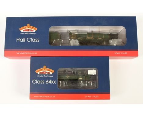 Bachmann 00 Gauge pair of lined green BR Steam outline Locomotives consisting of 32-006 4-6-0 Loco &amp; Tender Hall Class 'B