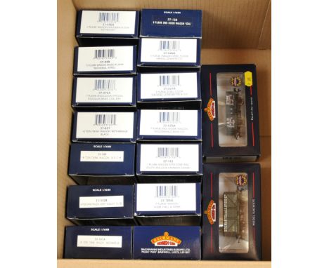 Bachmann 00 Gauge group of Goods wagons consisting of 37-105A 7 plank Webb, Hall &amp; Webb, 37-075A Goldendale Iron Co, Sout