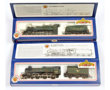 Bachmann Pair of BR &amp; GWR Steam Locomotives. Comprising 31-104 4-6-0 BR Green 75069 Class 4; 31-105 4-6-0 GWR Green 7805 
