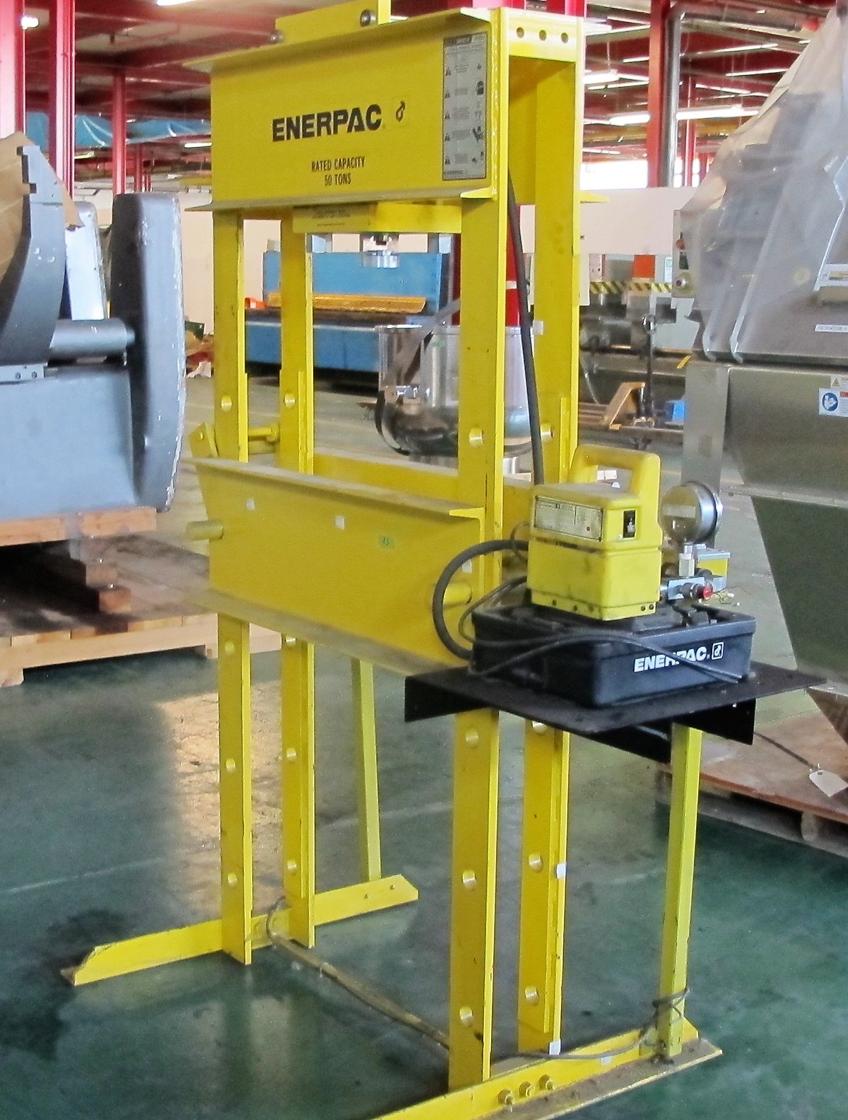 ENERPAC 50 TON CAP HYDRAULIC SHOP PRESS WITH ENERPAC POWER PACK AND