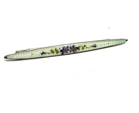 A Silver Guilloche Enamel Floral Brooch (7g)