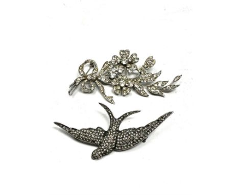 Two Vintage Silver Brooches Including A 1960s Floral Spray (36g)