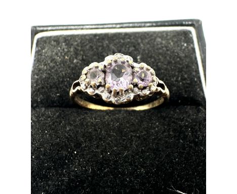 9ct Gold Amethyst &amp; diamond Ring (1.9g)