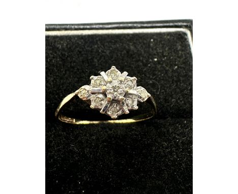 9ct Gold Diamond Cluster Dress Ring (1.1g)