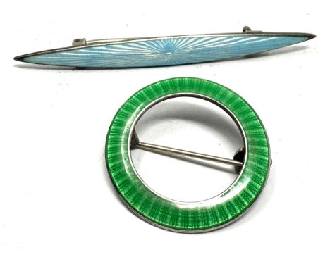 Two Silver Guilloche Enamel Brooches, One By Marrius Hammer (7g)