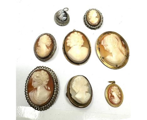 Eight vintage Carved Shell Cameo Jewellery Pieces (55g)
