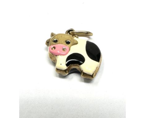 9ct Gold Enamel Cow Charm (1.1g)