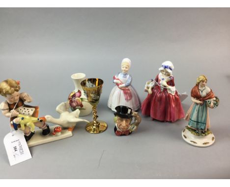 ROYAL DOULTON FIGURE OF LAVINIA, HN1985, along with a Royal Doulton figure of The Rag Doll, HN2142 and other ceramics includi