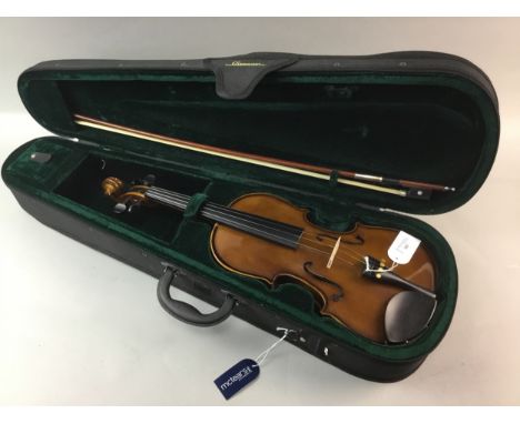 CHINESE CREMONA VIOLIN, 58.5cm long overall, with bow, in case